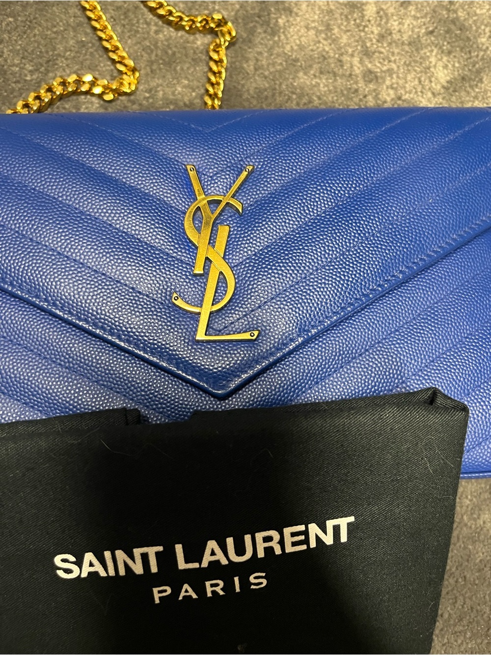 Saint Laurent YSL Envelope Crossbody Bag Electric Blue - Picture 6 of 12